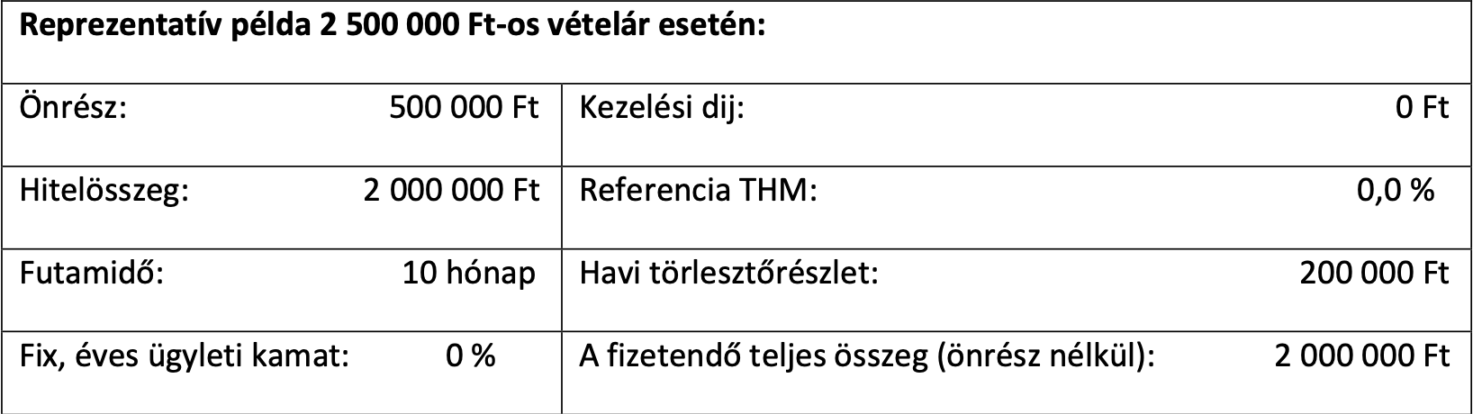 Reprezentatív példa 10 hó