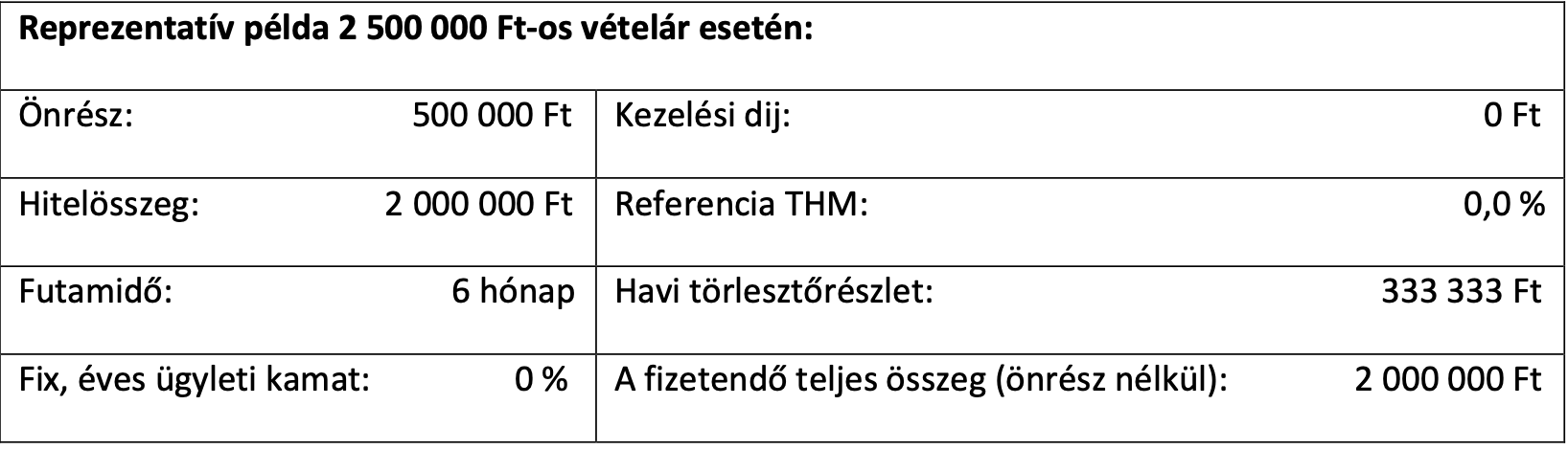 Reprezentatív példa 6 hó